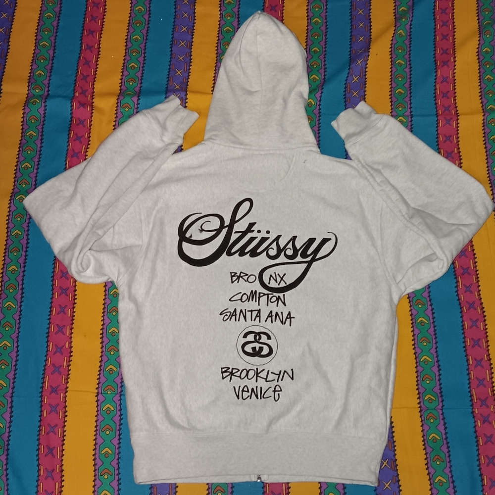 Stussy Vintage Zip Up Hoodie Hooded Sweatshirt Streetwear